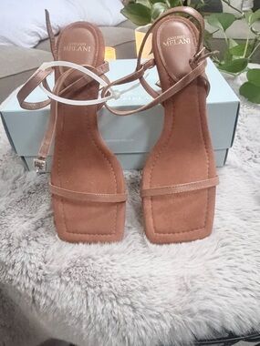 Antonio Melani Brown Suede Square-Toe Strappy Sandals